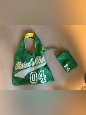 Claire's mini vintage Green and Yellow Mesh Bag with Coin Pouch